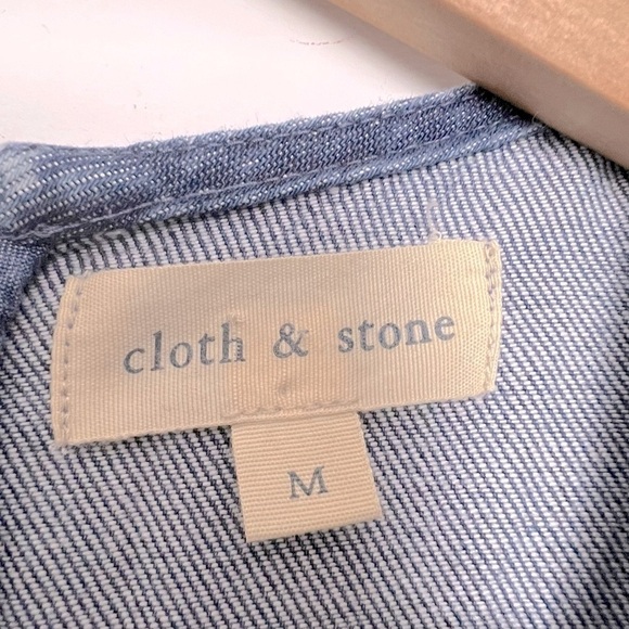 Cloth & Stone Tencel Denim Drop Waist Asymmetrical Sleeveless Shift Dress - Picture 3 of 11